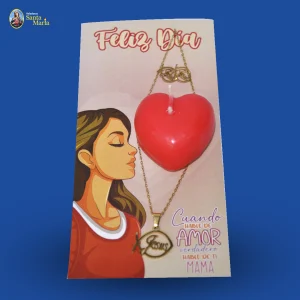 Tarjeta + accesorio + cadena + aretes en rubio + corazon